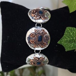 Coastal Crab Charm Link Bracelet - Silver & Copper